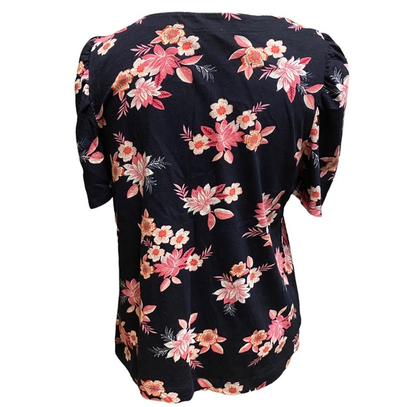Loft Zinnia Puff Sleeve Tee Size Medium Floral Print NWT - Picture 4 of 6